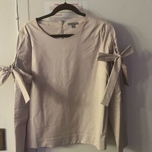 Elegant Beige Women's Top with Bow Details